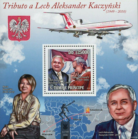 Lech Kaczynski Stamp Maria Kaczynska Pope John Paul II S/S MNH #4570 / Bl.783