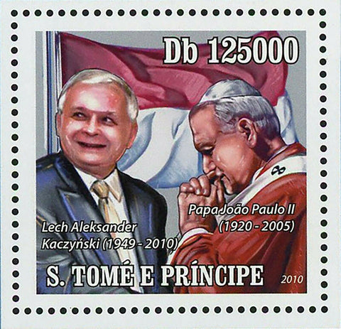 Lech Kaczynski Stamp Maria Kaczynska Pope John Paul II S/S MNH #4570 / Bl.783