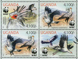 Secretary Bird Stamp WWF Sagittarius Serpentarius Sheet of 4 Sets S/S MNH #3000