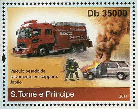 Fire Engines Stamp Firefighters Australia Japan NSW Wagga Wagga S/S MNH #4816