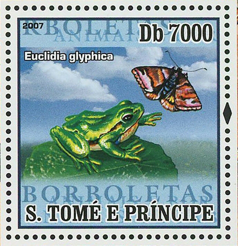 Butterflies Stamp Animals Frogs Snakes Lizards Euclidia Glyphica S/S MNH