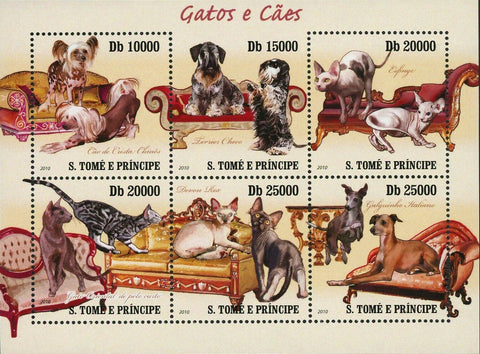 Cats & Dogs Stamp Esfinge Devon Rex Terrier Italian Greyhound S/S MNH #4308-4313