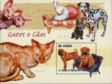 Cats & Dogs Stamp Devon Rex Terrier Esfinge Dalmatian S/S MNH #4314 / Bl.742