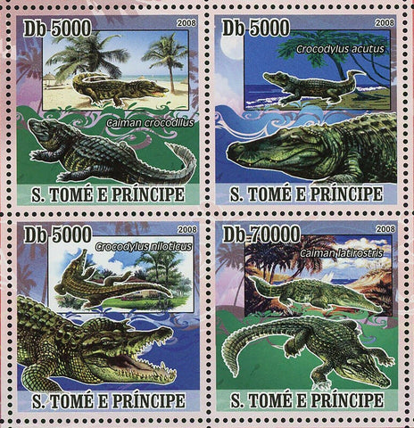 Crocodiles Stamp Caiman Crocodilus Crocodylus Acutus S/S MNH #3355-3358