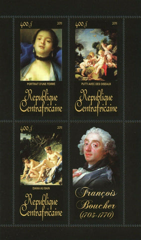 Francois Boucher Stamp Portrait D'une Femme Diane Au Bain S/S MNH #3358-3360