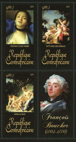 Francois Boucher Stamp Portrait D'une Femme Diane Au Bain S/S MNH #3358-3360