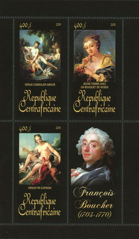 Francois Boucher Stamp Venus Consoler Amour Venus Fin Cupidon S/S MNH #3364-3366