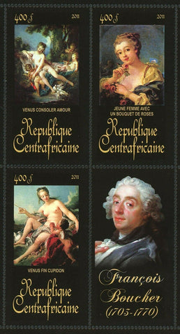 Francois Boucher Stamp Venus Consoler Amour Venus Fin Cupidon S/S MNH #3364-3366