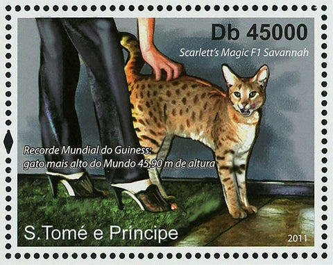 Cats Record Breakers Stamp Taller Maine Coon Savannah S/S MNH #4852-4853 /Bl.839