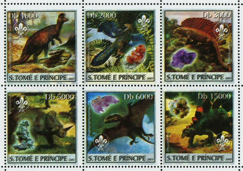 Dinosaurs Stamp Mineral Scout Corythosaurus Casuarius S/S MNH #1974 Double Print