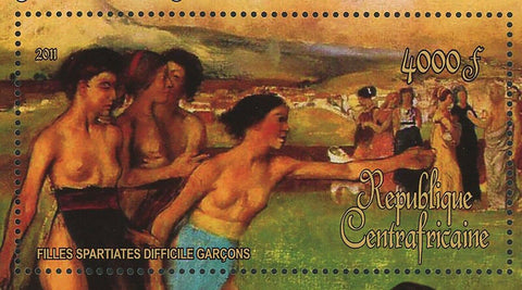 Edgar Degas Stamp Filles Spartiates Difficile Garcons S/S MNH #3436 / Bl.870