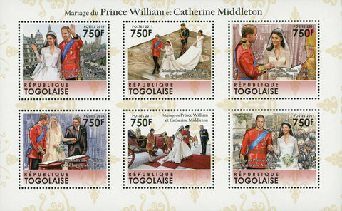 Royal Wedding Stamp Prince William & Kate Middleton S/S MNH #4079-4084