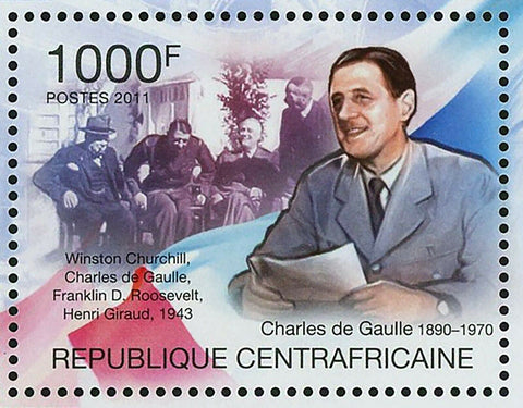 French President Stamp Charles de Gaulle Jacques Chirac Georges Pompidou S/S MNH