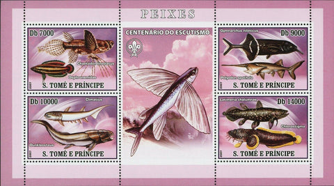 Fish Stamp Chaetodon Lineolatus Osphronemidae Climatius S/S MNH #3012-3015
