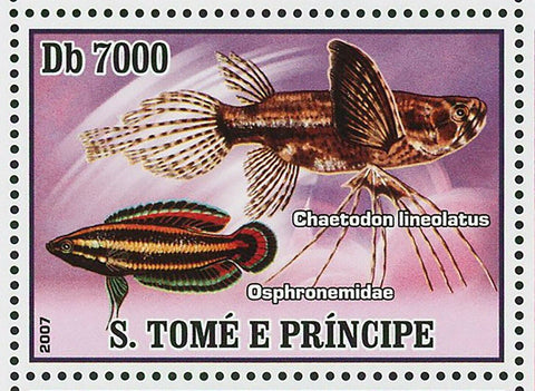Fish Stamp Chaetodon Lineolatus Osphronemidae Climatius S/S MNH #3012-3015
