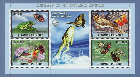 Butterflies Stamp Lizard Insects Euclidia Glyphica Leiothrix Lutea S/S MNH #3016