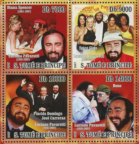 Luciano Pavarotti Stamp Diana Spice Girls Placido Domingo Bono S/S MNH #3133-313