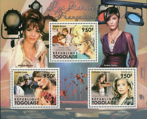 The French Actresses Stamp Laetitia Casta Brigitte Bardot Catherine Deneuve S/S