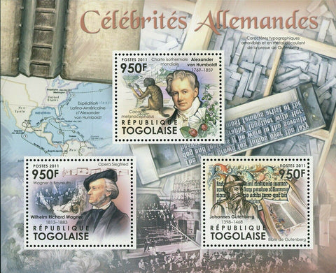 Famous German Stamp Wilhelm Richard Wagner Alexander von Humboldt Johannes S/S
