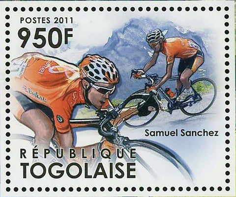 Tour de France Stamp Mark Cavendish Cadel Evans Samuel Sanchez S/S MNH #4305-430