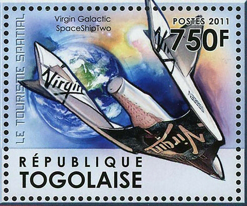 Space Tourism Stamp Virgin Galactic Spaceshiptwo MotherShip Eve S/S MNH