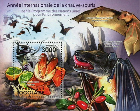 Bats Stamp International Year Fruits Epomops Franqueti S/S MNH #4063 / Bl.622