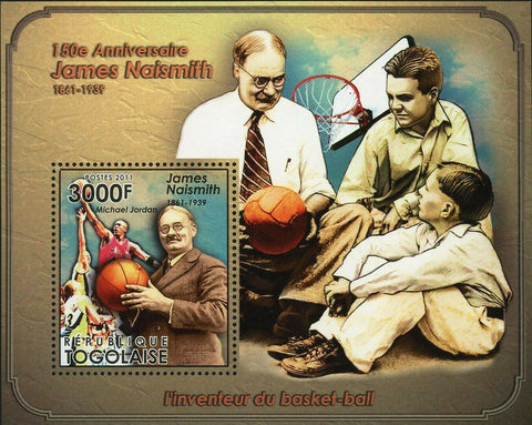 James Naismith Stamp Michael Jordan Basketball Invention S/S MNH #4028 / Bl.615