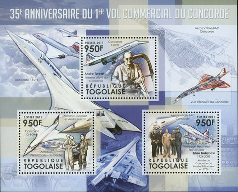 Concorde Stamp First Commercial Flight of Concorde Airplane S/S MNH #4257-4259