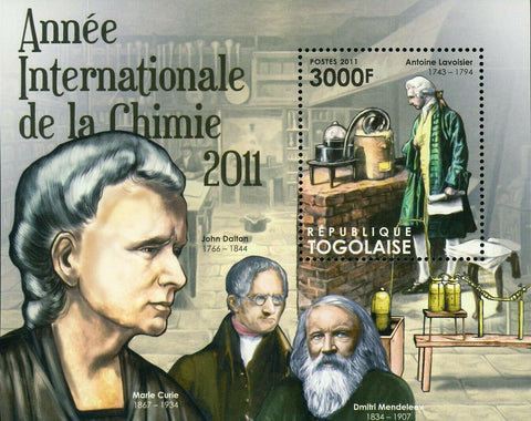 Chemistry Stamp Marie Curie John Dalton Antoine Lavoisier S/S MNH #4296 / Bl.670