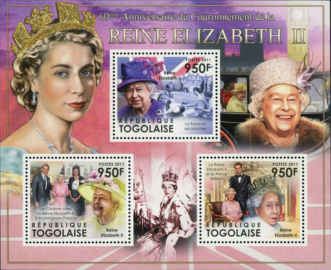 Queen Elizabeth Stamp 60th Year Coronation Queen Elizabeth II S/S MNH #4253-4255
