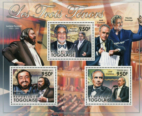 The Three Tenors Stamp Luciano Pavarotti Placido Domingo Jose Carreras S/S MNH