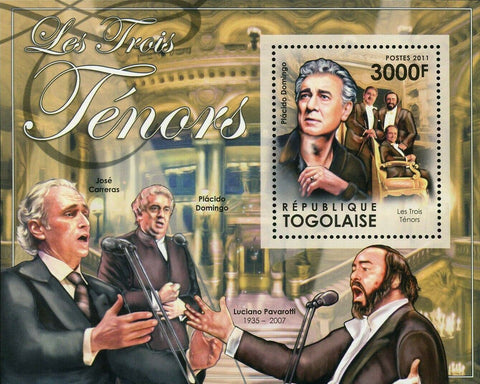 The Three Tenors Stamp Placido Domingo Luciano Pavarotti Jose Carreras S/S MNH