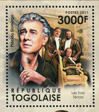 The Three Tenors Stamp Placido Domingo Luciano Pavarotti Jose Carreras S/S MNH
