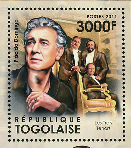 The Three Tenors Stamp Placido Domingo Luciano Pavarotti Jose Carreras S/S MNH