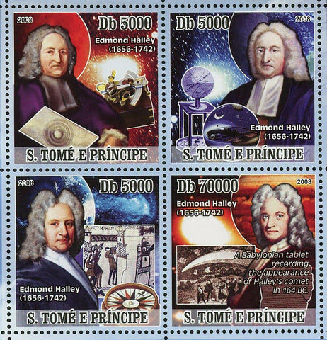 Discovery of Halley Comet Stamp Edmond Halley Space S/S MNH #3336-3339