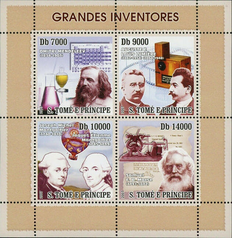 Inventors Stamp Dmitri Mendeleev Auguste Lumiere Samuel Morse S/S MNH #3252-3255