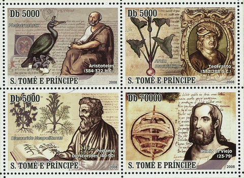 Naturalists Stamp Aristoteles Pedanius Dioscorides Teofrasto S/S MNH #3389-3392