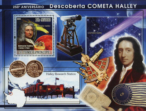 Discovery of Halley Comet Stamp Edmond Halley Space S/S MNH #3340 / Bl.638