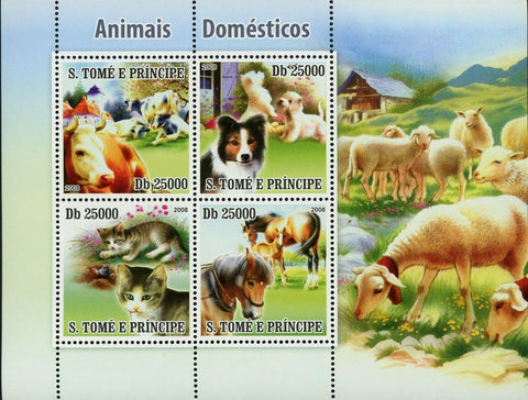 Domestic Animals Stamp Cow Dog Cat Horse Sheep Souvenir Sheet MNH #3681-3684