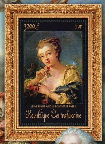 François Boucher Stamp Jaune Femme Avec Un Bouquet De Roses S/S MNH #3377/Bl.851