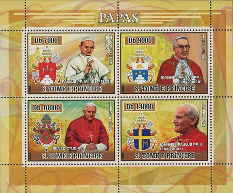 Popes Stamp John Paul II Benedict XVI Paul VI John Paul I S/S MNH #2992-2995