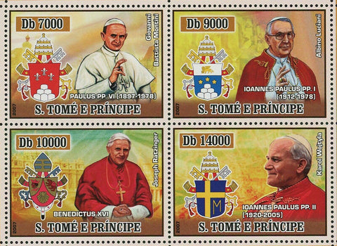 Popes Stamp John Paul II Benedict XVI Paul VI John Paul I S/S MNH #2992-2995