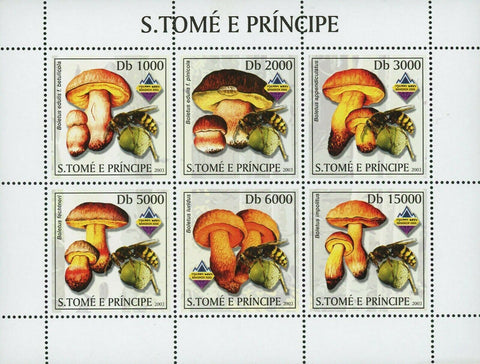 Mushrooms & Bees Stamp Boletus Luridus Boletus Impolitus S/S MNH #2001-2006