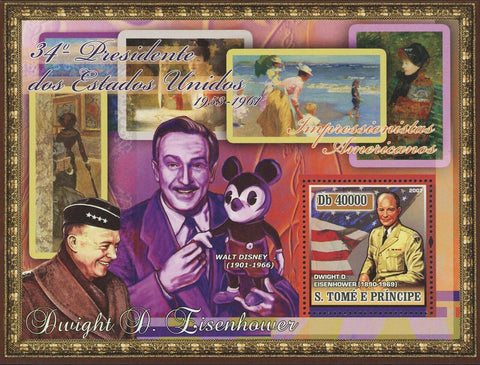 34th American President Stamp D. Eisenhower Disney Impressionism S/S MNH #2958