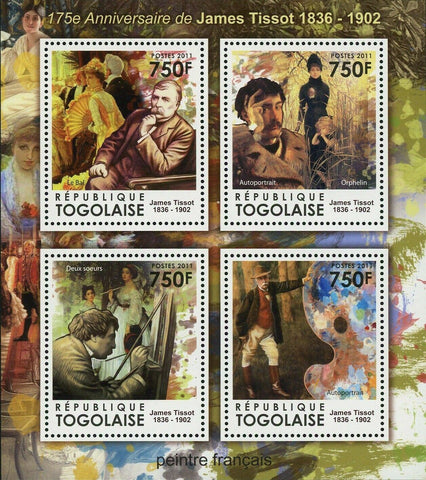 James Tissot Stamp Le Bal Deux Soeurs Autoportrait S/S MNH #4014-4017