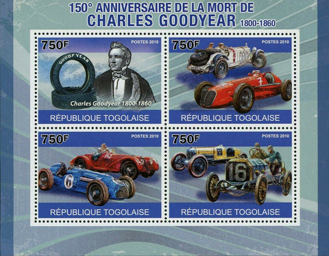 Charles Goodyear Stamp Cars Automobile Souvenir Sheet MNH #3784-3787