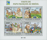 Pope Francis Stamp Visit To Brazil Vatican Catholic Church S/S MNH #3303-3306
