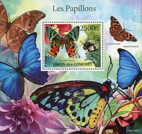 Butterflies Stamp Morpho Didius Vanessa Cardui Souvenir Sheet MNH #2994 / Bl.621