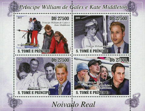 Royal Engagement Stamp Prince William of Wales and Kate Middleton S/S MNH