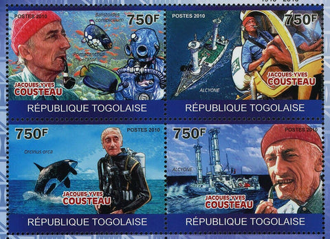 Jacques-Yves Cousteau Stamp Marine Fauna Orcinus Orca S/S MNH #3524-3527